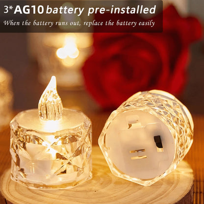 Romantic Crystal Flameless LED Candles, Transparent Electronic Night Lamps for Home, Wedding, Party & Valentine