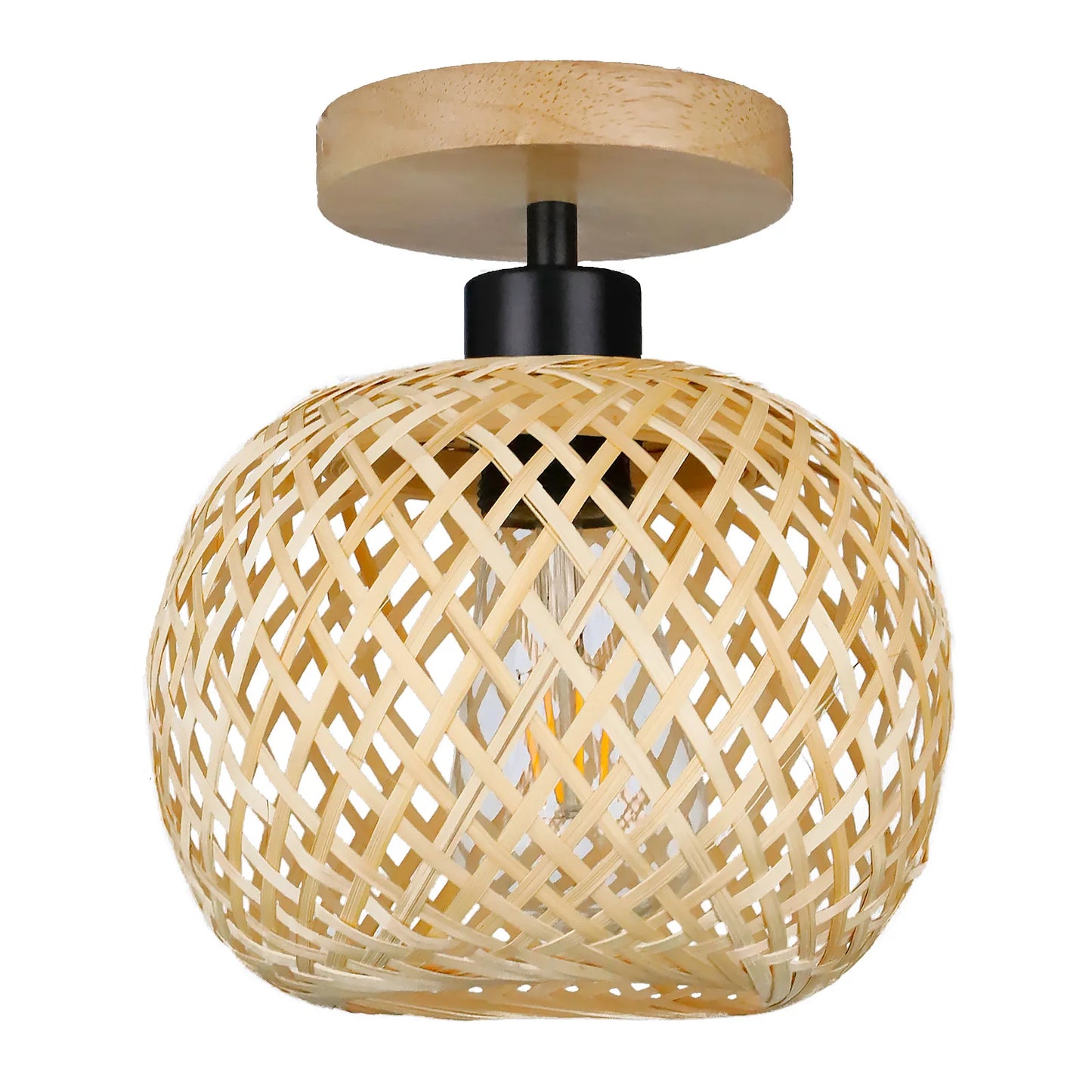 Retro LED Bamboo Woven Ceiling Lamp for Corridor, Aisle & Living Room, Decorative Woven Lamps & Natural Ceiling Light