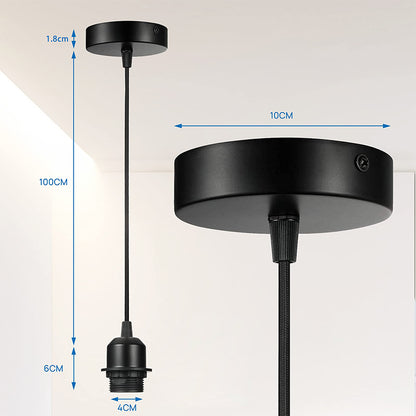 Vintage E27 Hanging Lamp Holder with 1m/1.5m Wire, Ceiling Pendant Light Socket Base for DIY Chandelier & Hanging Light