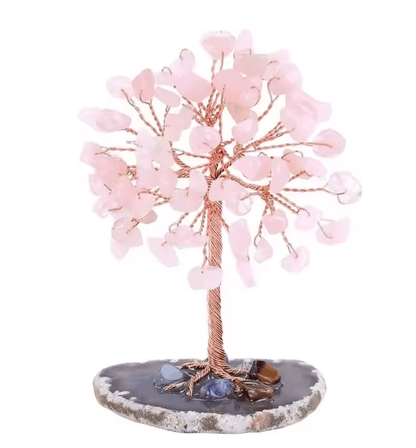Crystal Money Tree with Agate Base Handmade Gemstone Feng Shui Decor