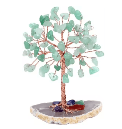 Crystal Money Tree with Agate Base Handmade Gemstone Feng Shui Decor