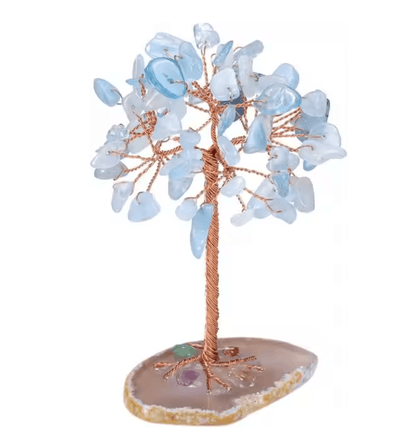 Crystal Money Tree with Agate Base Handmade Gemstone Feng Shui Decor