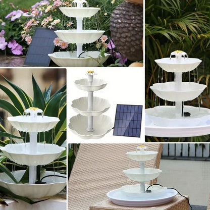Solar Bird Bath Water Fountain with 3 Tier Design and Detachable Pump