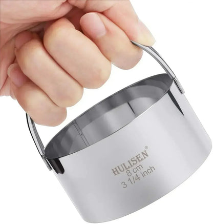 5 Piece Round Stainless Steel Biscuit Cutter Set with Handle