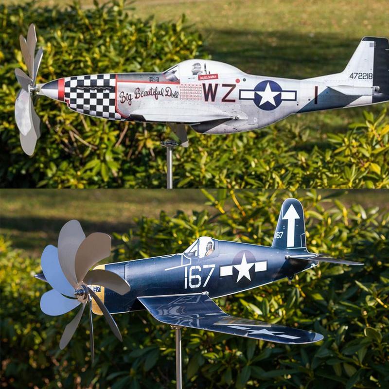Stainless Steel Household Garden Windmill Airplane Spinners, Weatherproof Wind Powered Catcher Outdoor Yard & Garden