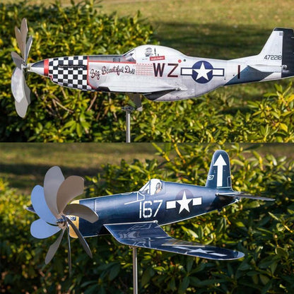 Stainless Steel Household Garden Windmill Airplane Spinners, Weatherproof Wind Powered Catcher Outdoor Yard & Garden