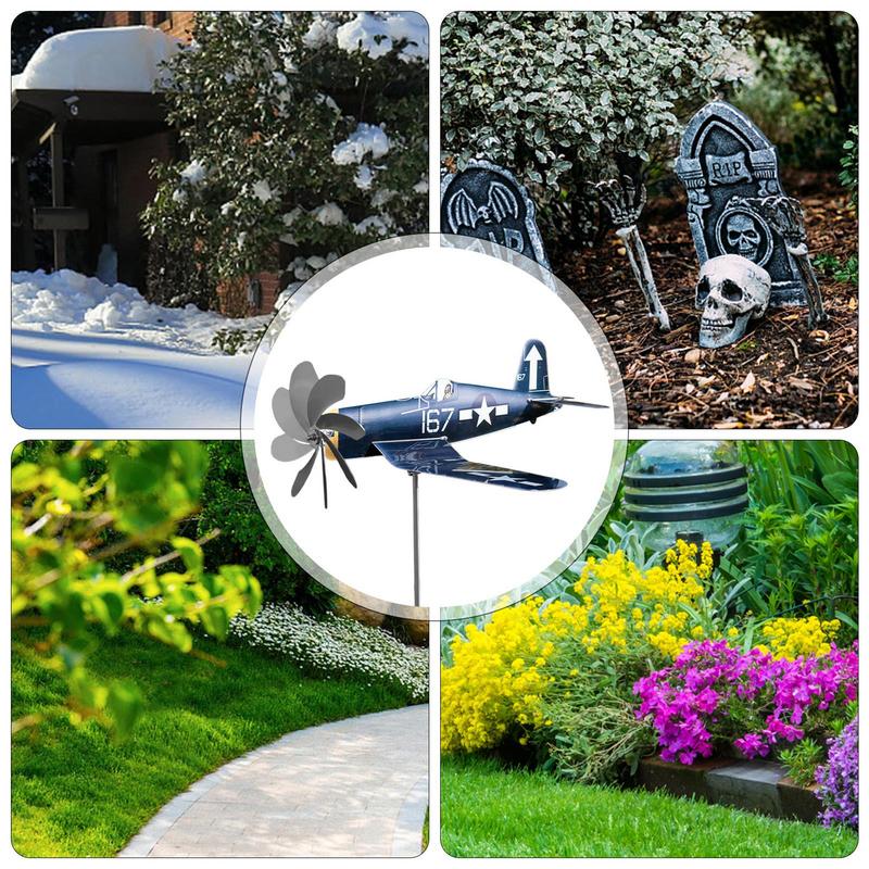 Stainless Steel Household Garden Windmill Airplane Spinners, Weatherproof Wind Powered Catcher Outdoor Yard & Garden