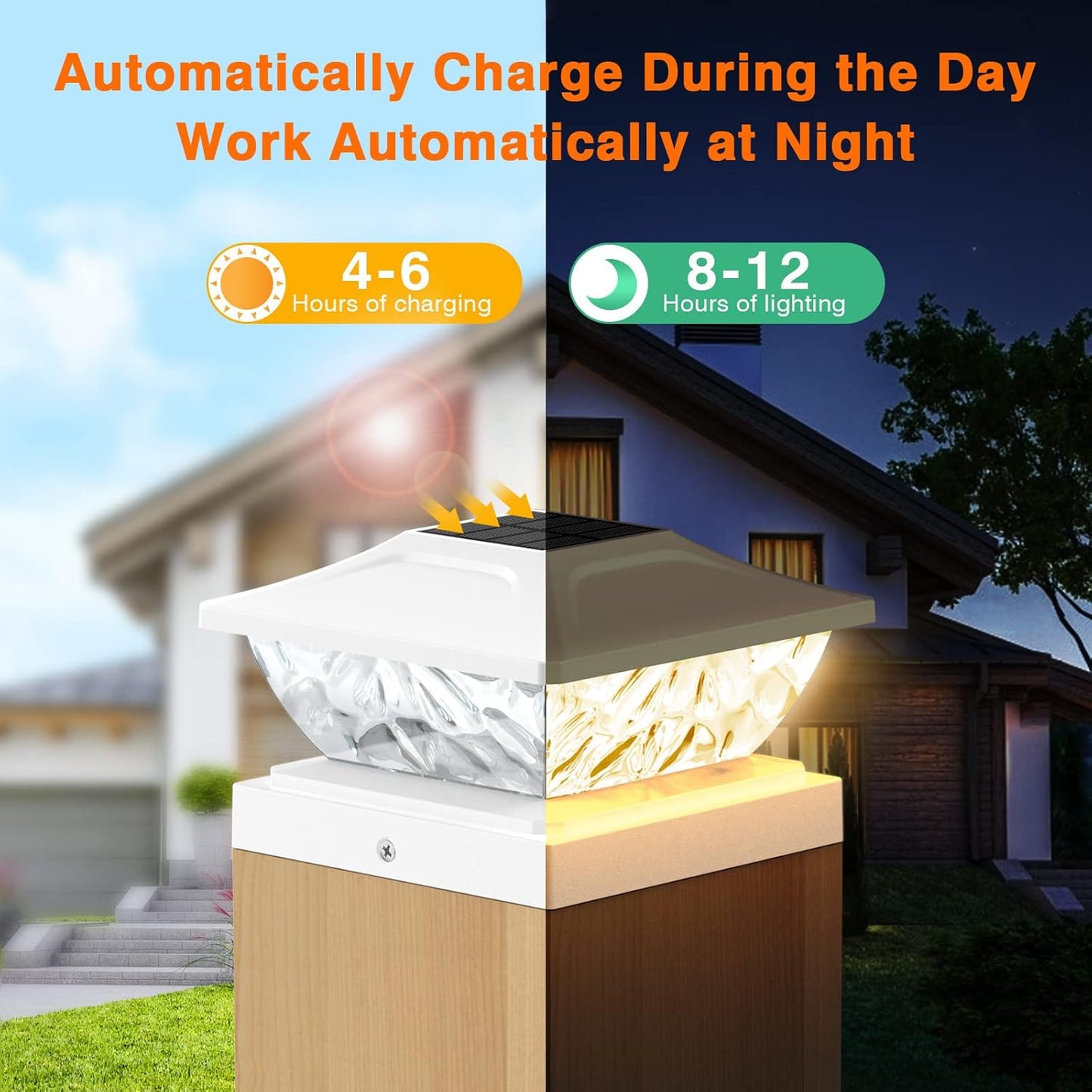 2 Mode Solar Powered Deck Lights for Fence Posts & Garden Pathways