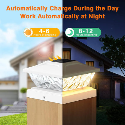 2 Mode Solar Powered Deck Lights for Fence Posts & Garden Pathways