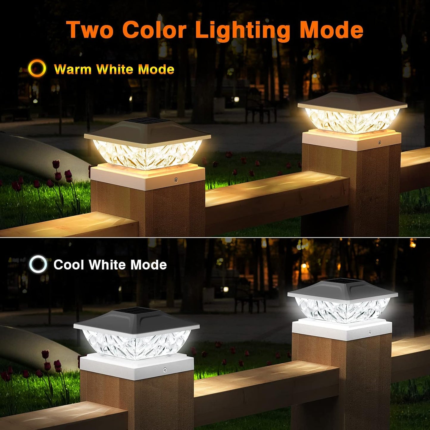 2 Mode Solar Powered Deck Lights for Fence Posts & Garden Pathways