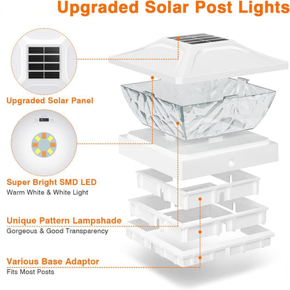 2 Mode Solar Powered Deck Lights for Fence Posts & Garden Pathways