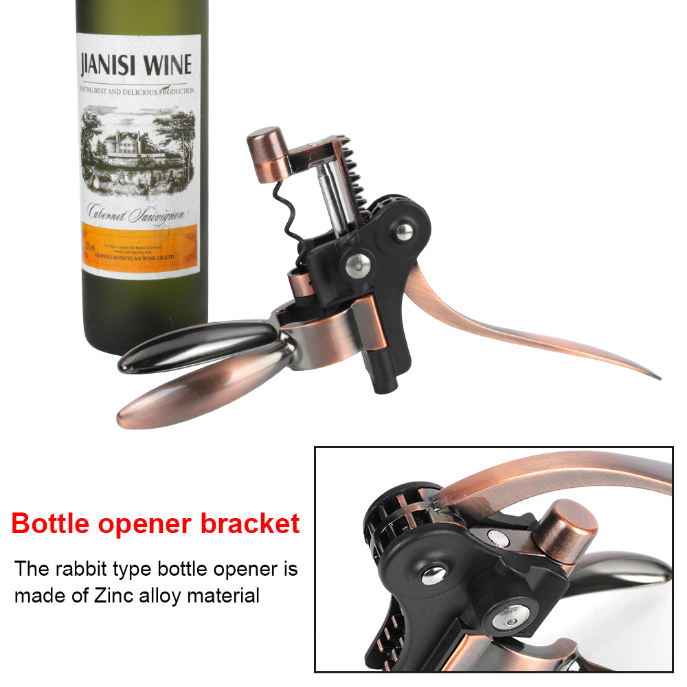 Premium Zinc Alloy Rabbit Corkscrew, Effortless Bar Lever Wine Bottle Opener for Kitchen & Bar Tools