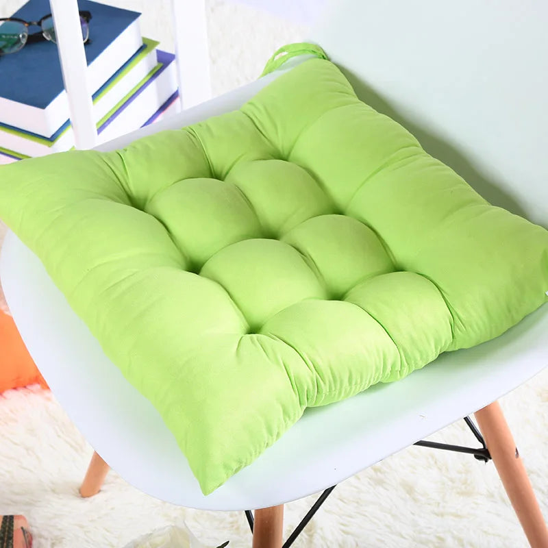 Colourful Chunky Seat Pads Cushion, Tie-On Chair Cushion for Office, Garden, Dining Kitchen, Soft Suede Square Seat