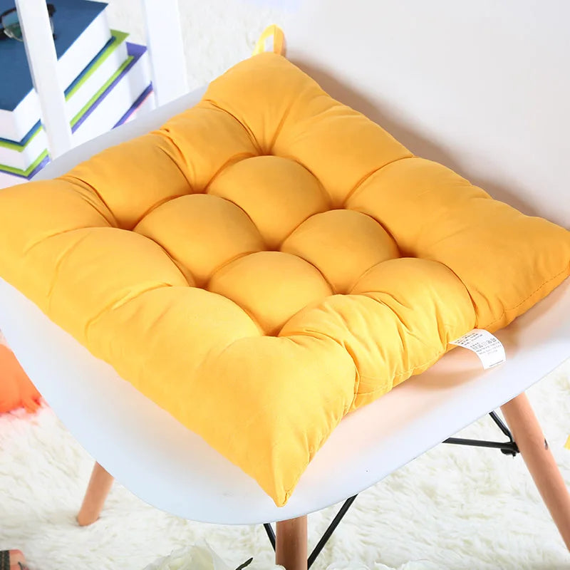 Colourful Chunky Seat Pads Cushion, Tie-On Chair Cushion for Office, Garden, Dining Kitchen, Soft Suede Square Seat