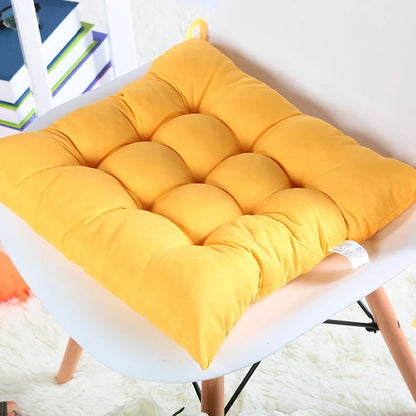 Colourful Chunky Seat Pads Cushion, Tie-On Chair Cushion for Office, Garden, Dining Kitchen, Soft Suede Square Seat