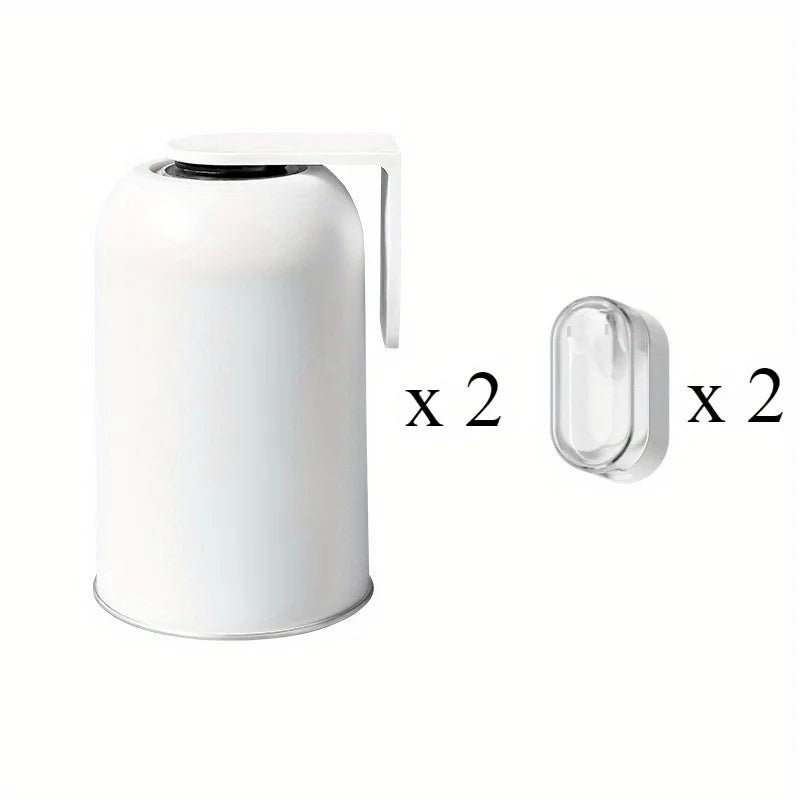Magnetic 304 Stainless Steel Mouthwash Cup, Non-Perforated Toothbrush Holder Set, Toiletries Storage Box