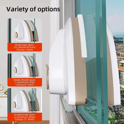 Magnetic Window Cleaner Brush Double-Sided Glass Cleaning Tool with Automatic Water Discharge
