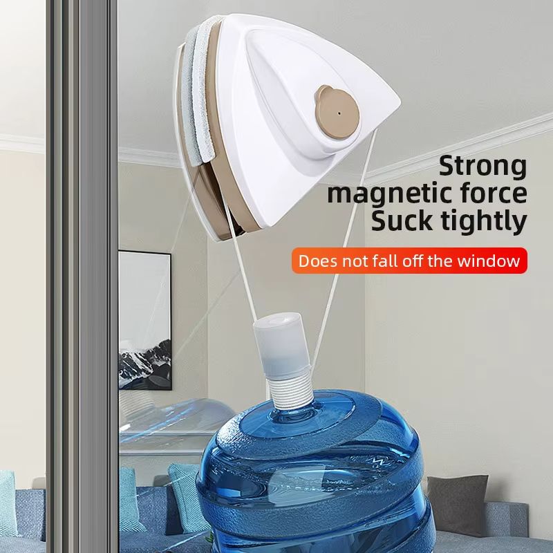 Magnetic Window Cleaner Brush Double-Sided Glass Cleaning Tool with Automatic Water Discharge