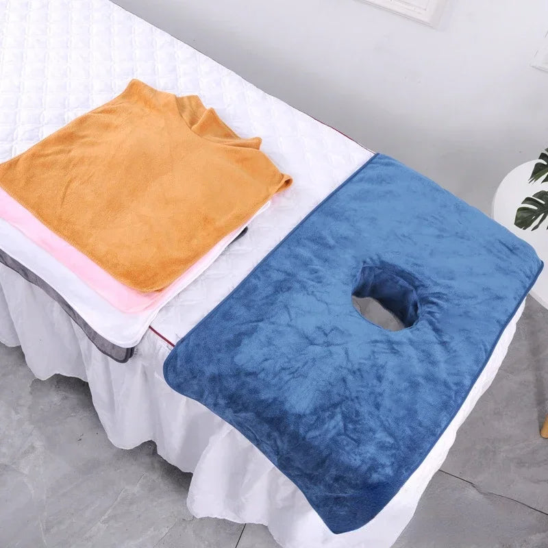 Thickened Beauty SPA Massage Table Planking Face Towel with Hole Bed Bandana, Professional Soft Cotton Cover for Salon