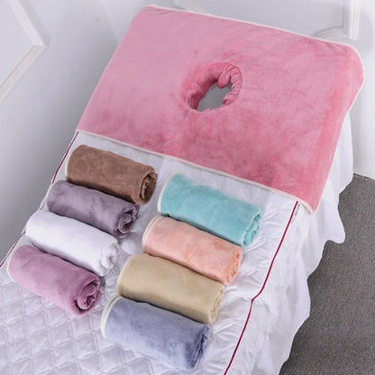 Thickened Beauty SPA Massage Table Planking Face Towel with Hole Bed Bandana, Professional Soft Cotton Cover for Salon