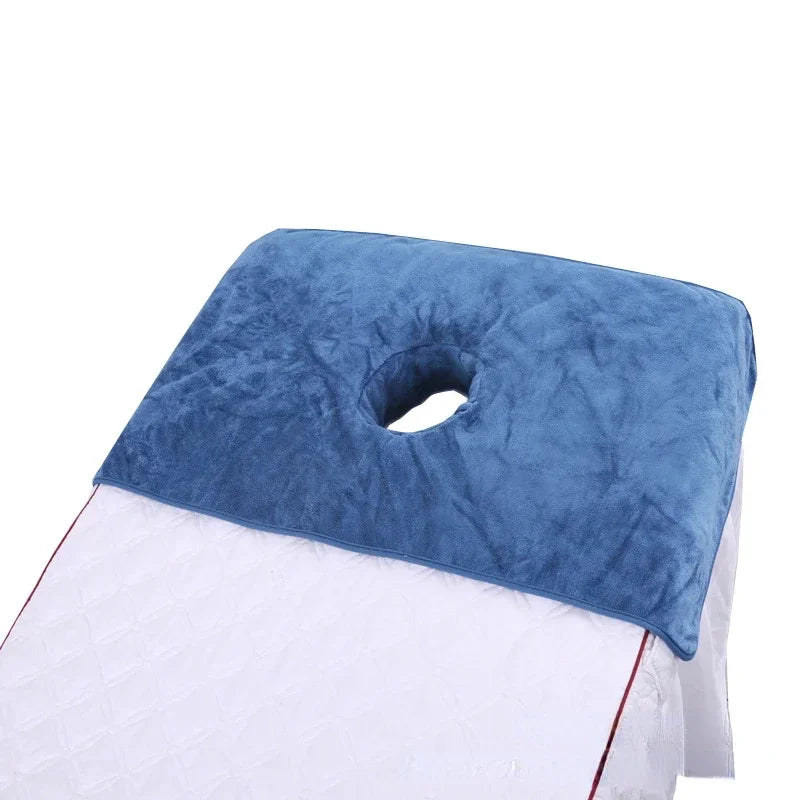 Thickened Beauty SPA Massage Table Planking Face Towel with Hole Bed Bandana, Professional Soft Cotton Cover for Salon