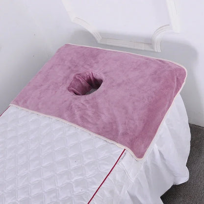 Thickened Beauty SPA Massage Table Planking Face Towel with Hole Bed Bandana, Professional Soft Cotton Cover for Salon