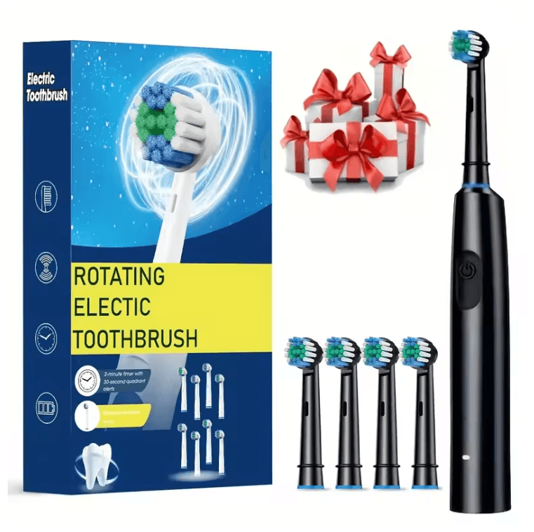 ProClean Rotary Electric Toothbrush Rechargeable with 8 Soft Brush Heads