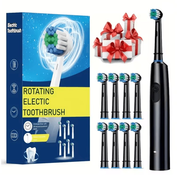 ProClean Rotary Electric Toothbrush Rechargeable with 8 Soft Brush Heads
