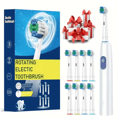 ProClean Rotary Electric Toothbrush Rechargeable with 8 Soft Brush Heads