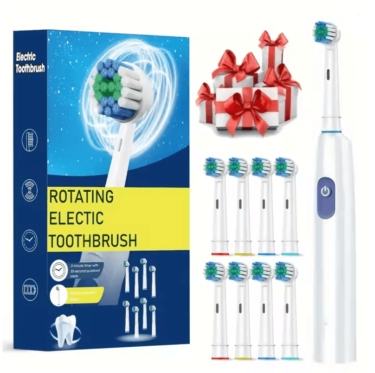 ProClean Rotary Electric Toothbrush Rechargeable with 8 Soft Brush Heads