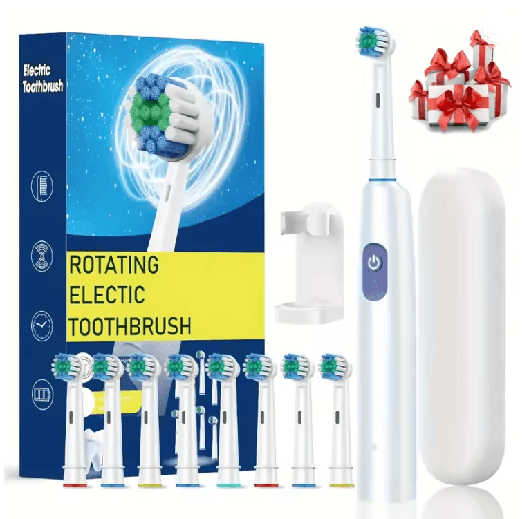 ProClean Rotary Electric Toothbrush Rechargeable with 8 Soft Brush Heads