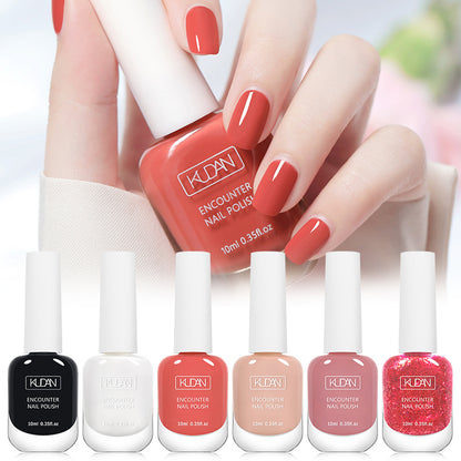 6Pcs Water-Based Nail Polish Set, 10ml Nude Red Pink Peel-Off Nail Art, Air-Dry Polish Kit for Manicure