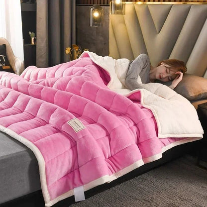 Luxury Flannel Fleece Blanket with Lambs wool Lining
