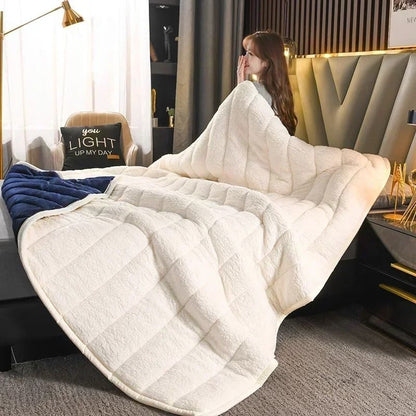 Luxury Flannel Fleece Blanket with Lambs wool Lining