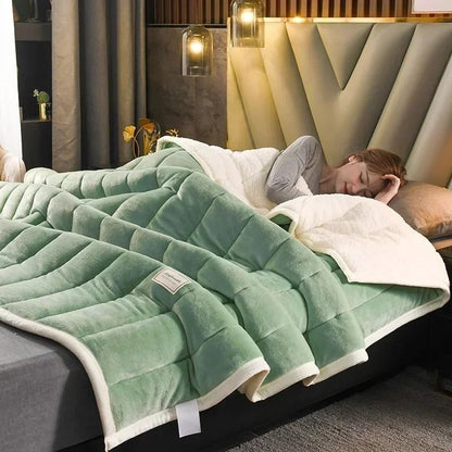 Luxury Flannel Fleece Blanket with Lambs wool Lining