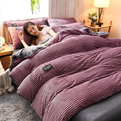 Thick Velvet Duvet Cover Set for Warm Winter Bedding