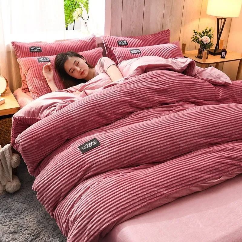 Thick Velvet Duvet Cover Set for Warm Winter Bedding