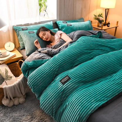 Thick Velvet Duvet Cover Set for Warm Winter Bedding