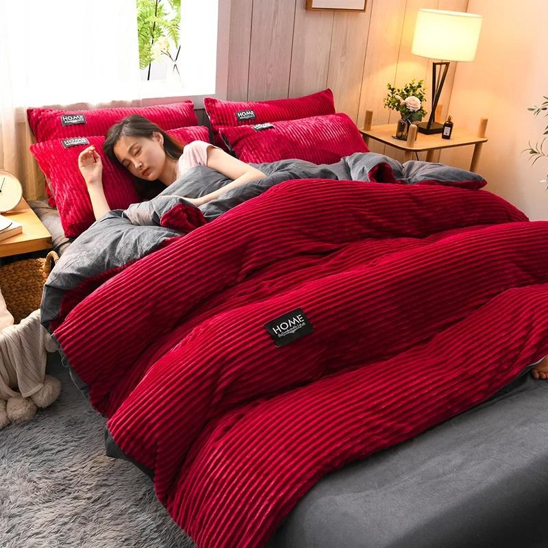 Thick Velvet Duvet Cover Set for Warm Winter Bedding