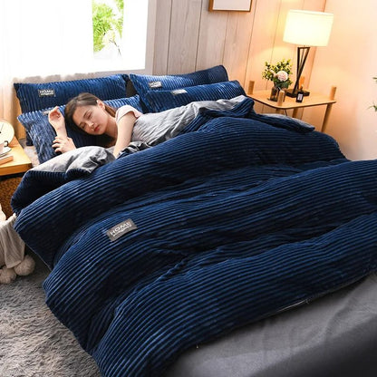 Thick Velvet Duvet Cover Set for Warm Winter Bedding