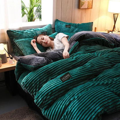 Thick Velvet Duvet Cover Set for Warm Winter Bedding