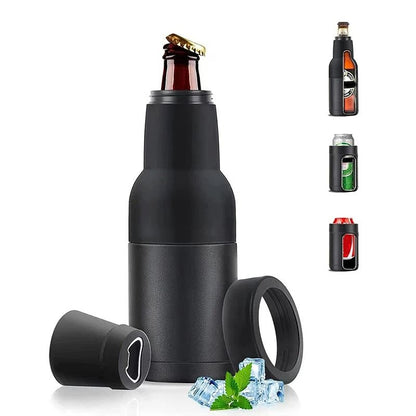 Insulated Stainless Steel Drink Can Cooler with Built In Opener