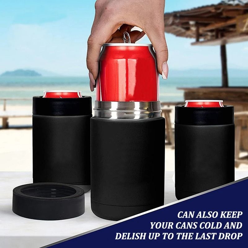 Insulated Stainless Steel Drink Can Cooler with Built In Opener