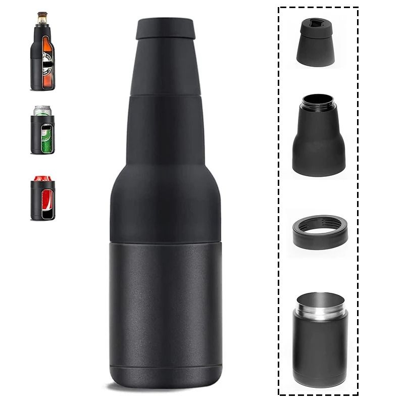 Insulated Stainless Steel Drink Can Cooler with Built In Opener