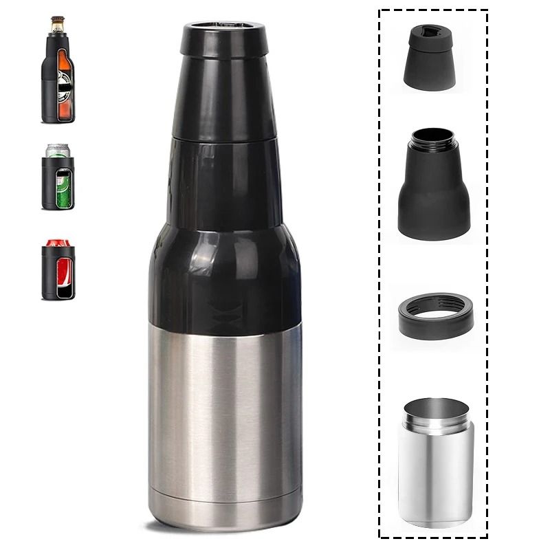 Insulated Stainless Steel Drink Can Cooler with Built In Opener