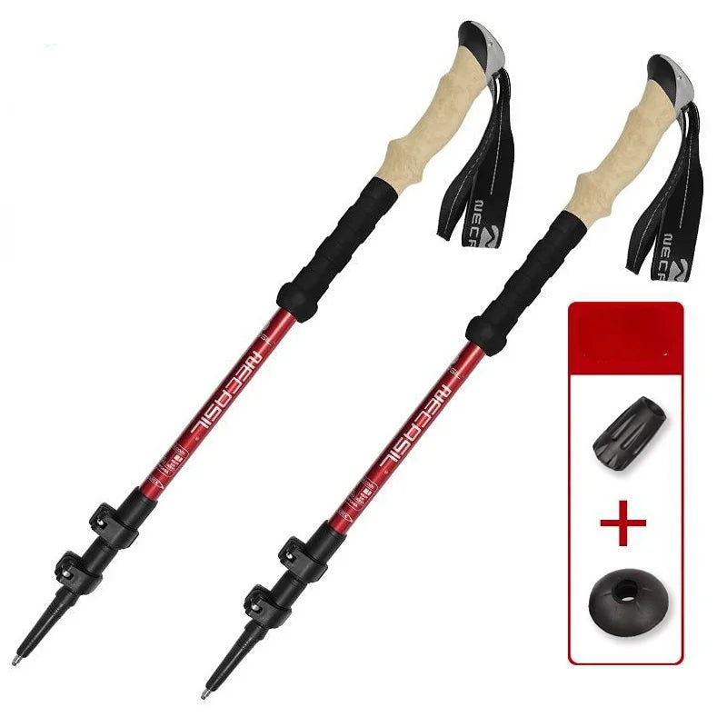 2PCS Trekking Poles Walking Sticks Alpenstock, Telescopic Ultralight Premium, Adjustable Quick Lock Hiking Cane