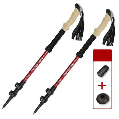 2PCS Trekking Poles Walking Sticks Alpenstock, Telescopic Ultralight Premium, Adjustable Quick Lock Hiking Cane