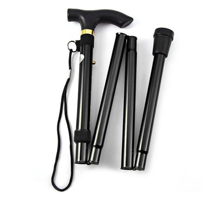 Folding Cane Crutches Pole for Elderly, Telescopic Walking Stick Outdoor Hiking, Trekking Poles Aluminum Alloy Metal