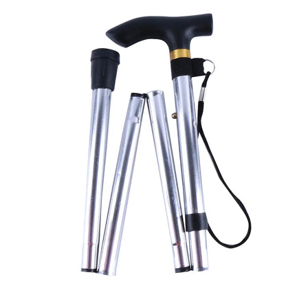 Folding Cane Crutches Pole for Elderly, Telescopic Walking Stick Outdoor Hiking, Trekking Poles Aluminum Alloy Metal