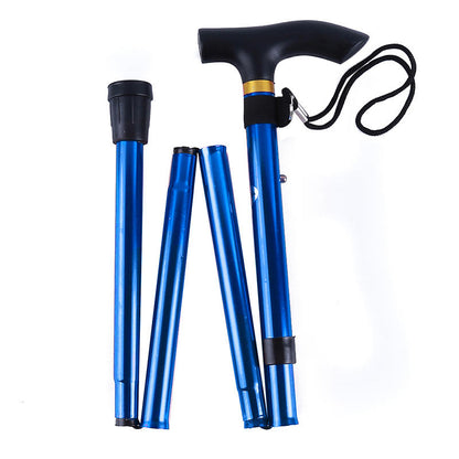 Folding Cane Crutches Pole for Elderly, Telescopic Walking Stick Outdoor Hiking, Trekking Poles Aluminum Alloy Metal